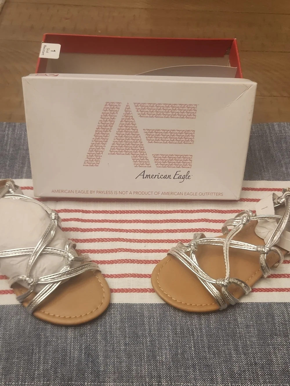 American Eagle Girl's Silver Metallic Strappy Sandals- size 1